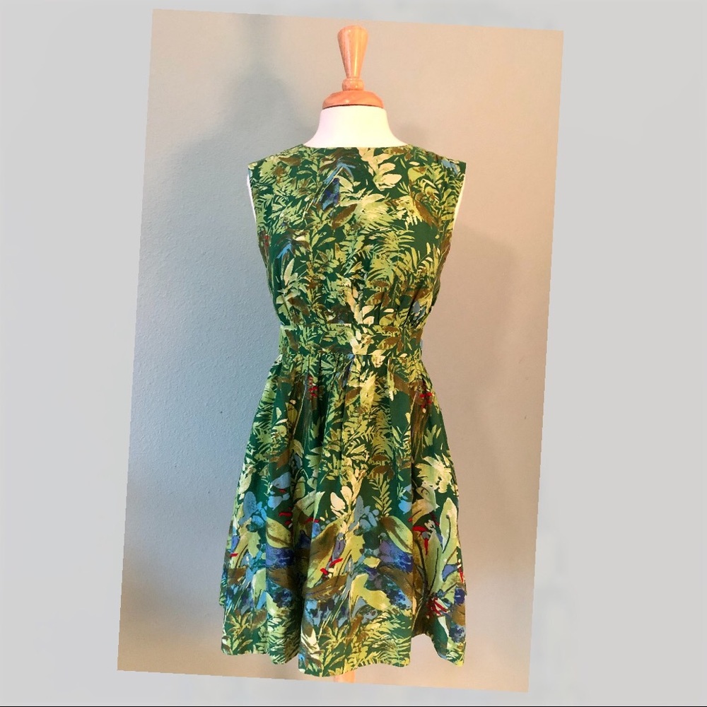 Leaf Print Fit & Flare Dress